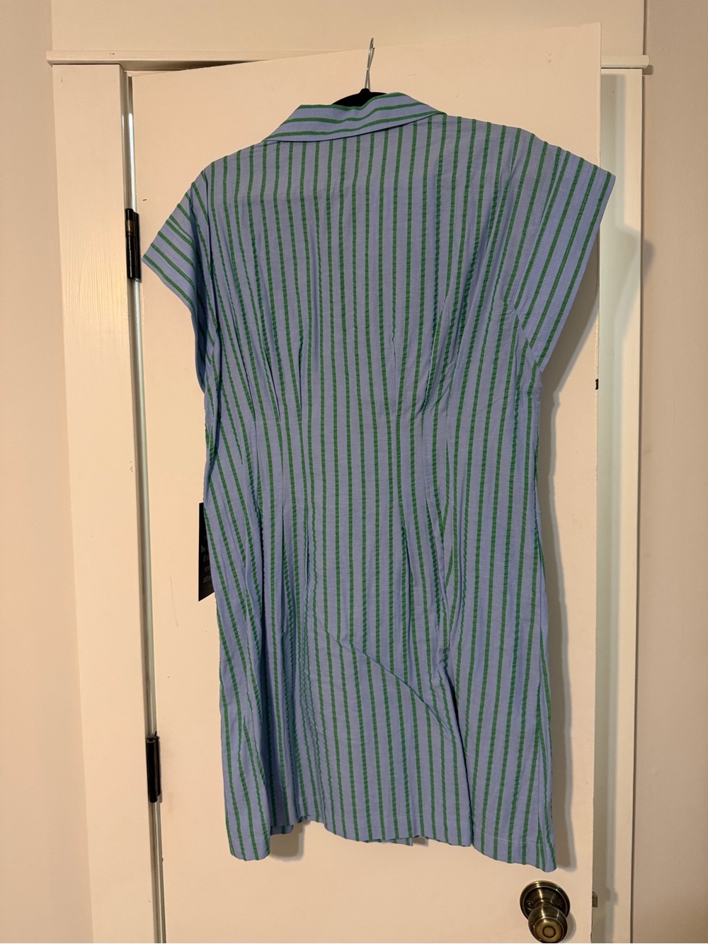 Tuckernuck Blue and Green Striped Seersucker Mini Dress - Picture 4 of 4